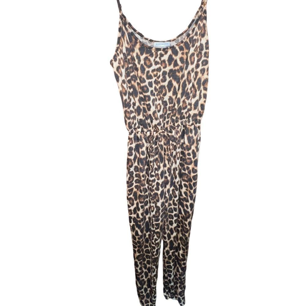 Socialite strappyāleopard printā jumpsuit womenās sizeāmedium